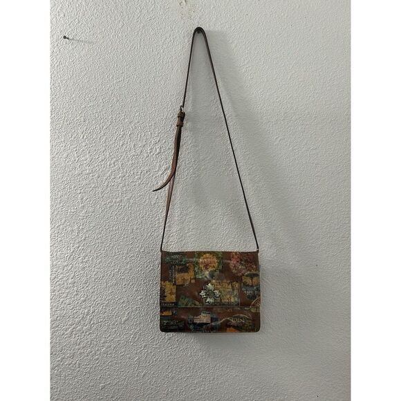 PATRICIA NASH Medium Purse Leather Crossbody Bag Travel‎ Stamp Vintage